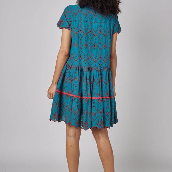 New With Tags ModaPosa Simonetta Fall Hand-Embroidered Cotton Dress Size Medium - Picture 4 of 4